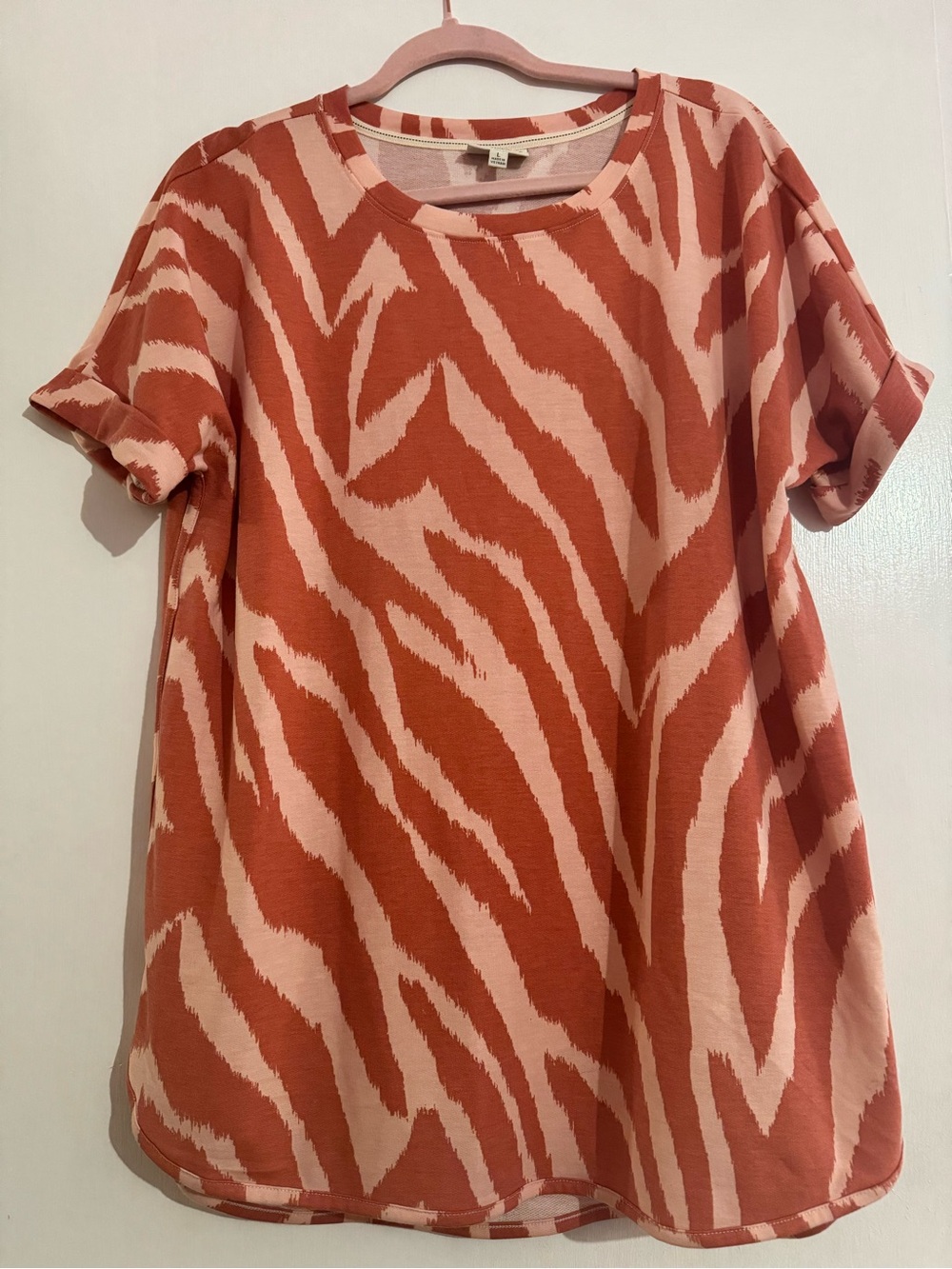 Wonderly Rust and Blush Zebra-Print Short Sleeve Tee